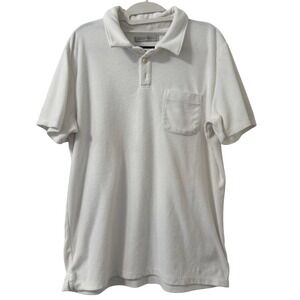 Outerknown Hightide Terry Polo Shirt M White Organic Cotton Minimalist Preppy